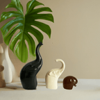 Decorative Elephant Ceramic Figurines set of 3 Black Brown and Off White Figurines La Vie Bien Decorative Elephant Ceramic Figurines set of 3 Black Brown and Off White