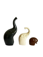 Decorative Elephant Ceramic Figurines set of 3 Black Brown and Off White Figurines La Vie Bien Decorative Elephant Ceramic Figurines set of 3 Black Brown and Off White