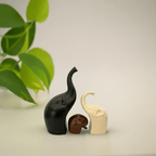 Decorative Elephant Ceramic Figurines set of 3 Black Brown and Off White Figurines La Vie Bien Decorative Elephant Ceramic Figurines set of 3 Black Brown and Off White