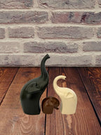 Decorative Elephant Ceramic Figurines set of 3 Black Brown and Off White Figurines La Vie Bien Decorative Elephant Ceramic Figurines set of 3 Black Brown and Off White