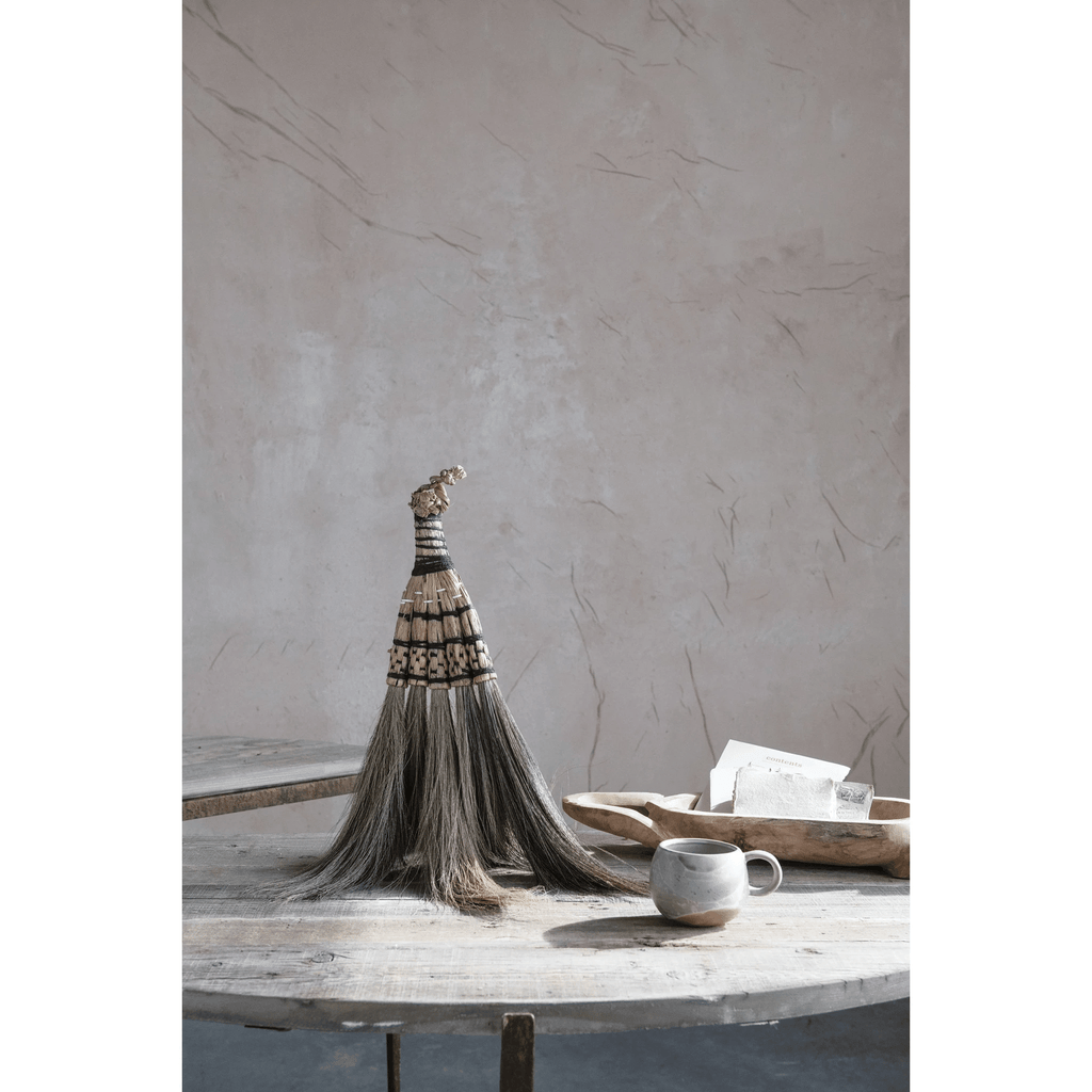 Decorative Hand-Carved Teakwood Tray with Handles by White Cliff Studio