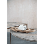 Decorative Hand-Carved Teakwood Tray with Handles by White Cliff Studio