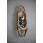 Decorative Hand-Carved Teakwood Tray with Handles by White Cliff Studio