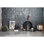 Decorative Paulownia Wood Footed Tray, Black by White Cliff Studio