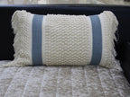 Decorative Striped Pillow with Loop Texture and Fringes 14"x24" Home Furnishings La Vie Bien Decorative Striped Pillow with Loop Texture and Fringes 14"x24"
