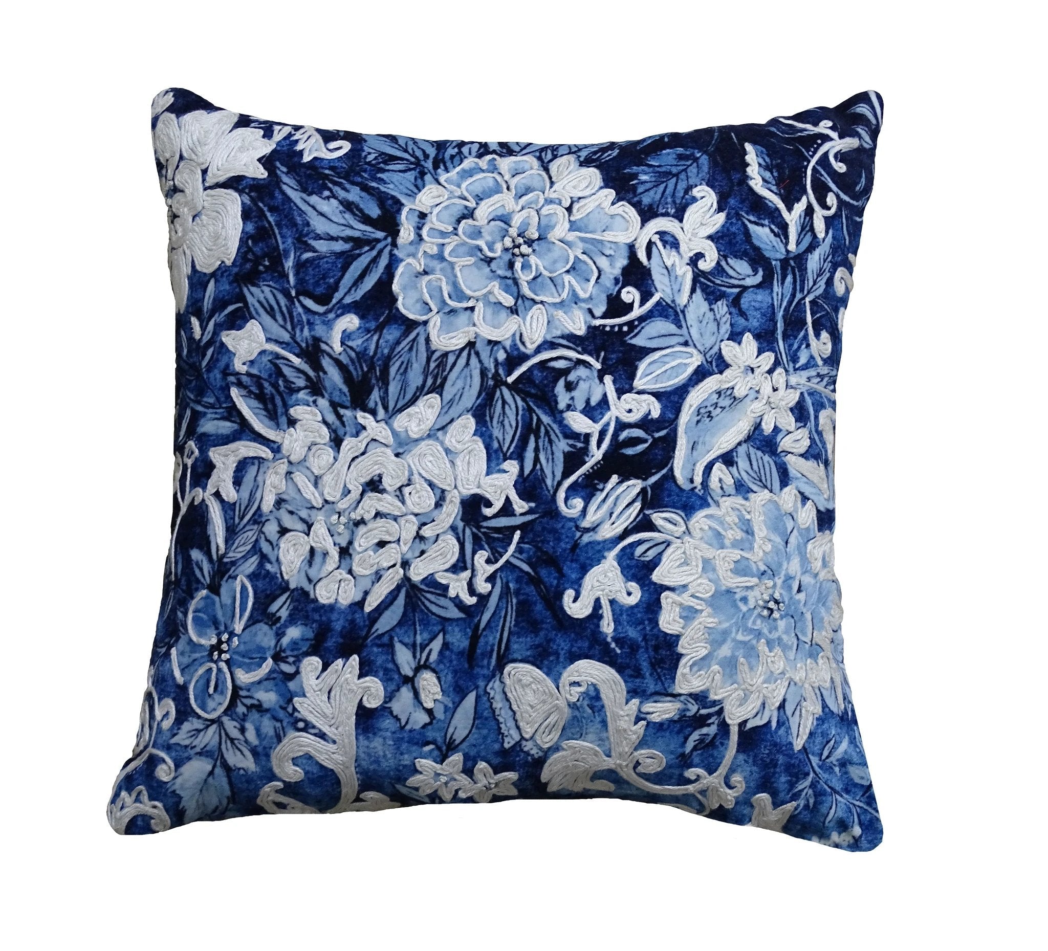 Decorative Throw Pillow Cover Fall Collection Blue & White by Vibhsa