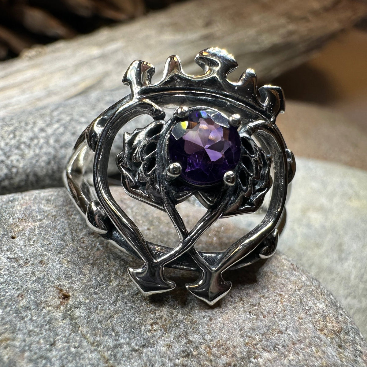 Dedication Scottish Luckenbooth Amethyst Ring in Sterling Silver Ring La Vie Bien Dedication Scottish Luckenbooth Amethyst Ring in Sterling Silver