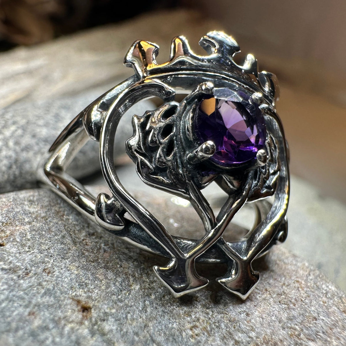 Dedication Scottish Luckenbooth Amethyst Ring in Sterling Silver Ring La Vie Bien Dedication Scottish Luckenbooth Amethyst Ring in Sterling Silver