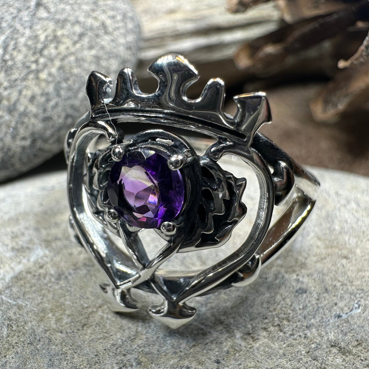 Dedication Scottish Luckenbooth Amethyst Ring in Sterling Silver Ring La Vie Bien Dedication Scottish Luckenbooth Amethyst Ring in Sterling Silver