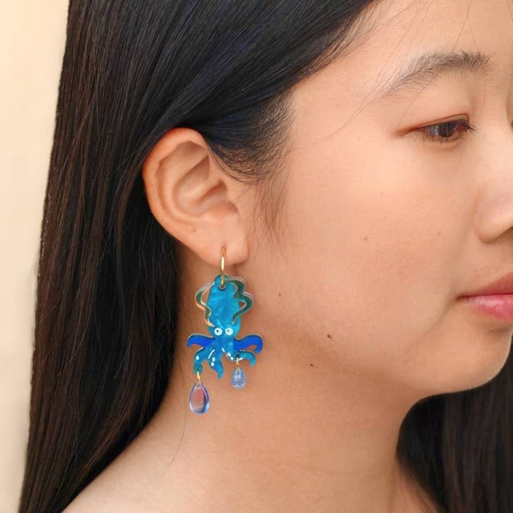 Deep Sea Squid Acrylic Earrings Earrings and Accessories La Vie Bien Deep Sea Squid Acrylic Earrings