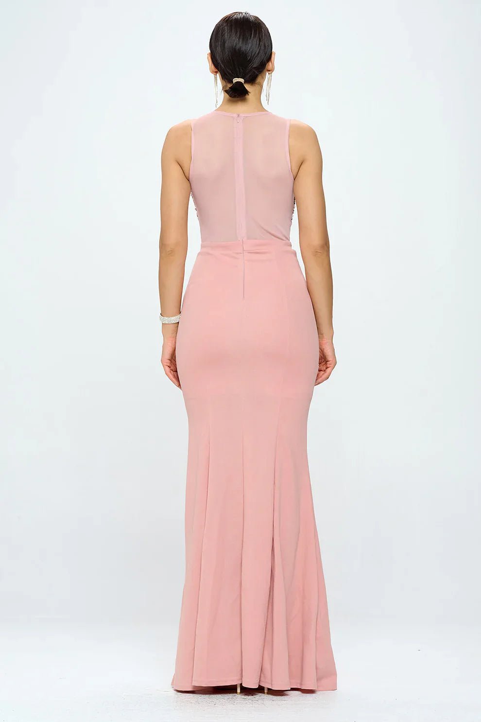 DEEP V NECK RHINESTONED FLOOR LENGTH MAXI DRESS Dress La Vie Bien DEEP V NECK RHINESTONED FLOOR LENGTH MAXI DRESS