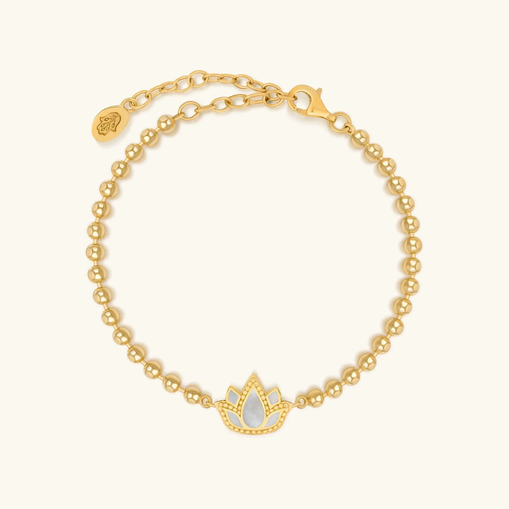 Delicate Karma Lotus Mother of Pearl Bracelet