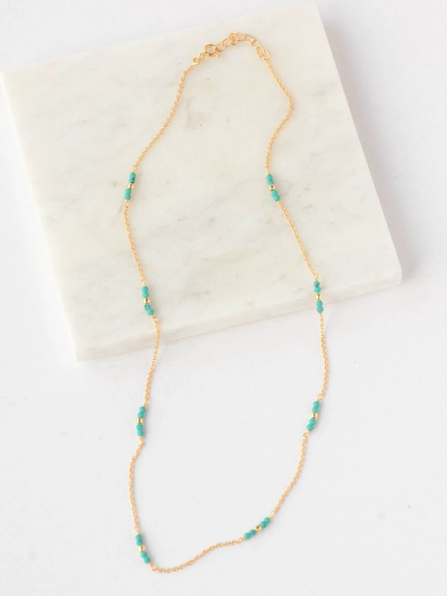 Delicate Turquoise Gold Necklace