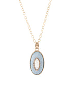 Blue Denim Dreams White Mother of Pearl Golden Pendant Necklace by Barse Jewelry