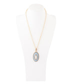 Blue Denim Dreams White Mother of Pearl Golden Pendant Necklace by Barse Jewelry