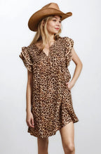 Desert Muse Leopard Ruffle Dress Clothing La Vie Bien Desert Muse Leopard Ruffle Dress