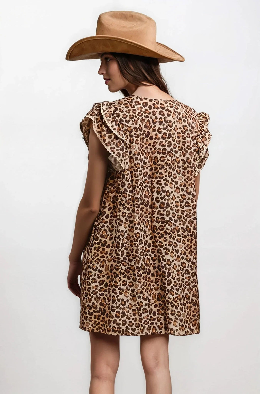 Desert Muse Leopard Ruffle Dress Clothing La Vie Bien Desert Muse Leopard Ruffle Dress