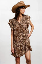 Desert Muse Leopard Ruffle Dress Clothing La Vie Bien Desert Muse Leopard Ruffle Dress
