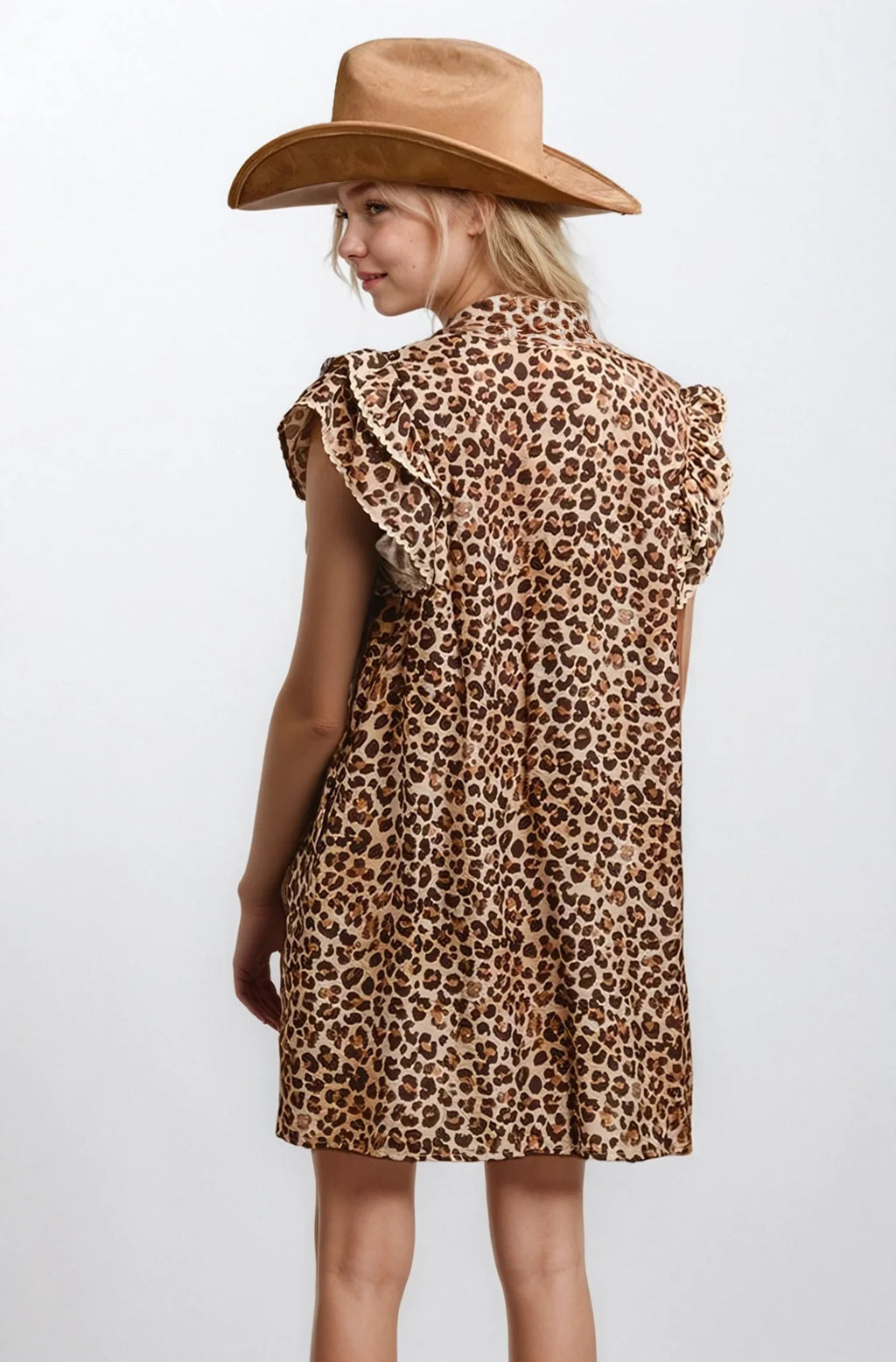 Desert Muse Leopard Ruffle Dress Clothing La Vie Bien Desert Muse Leopard Ruffle Dress