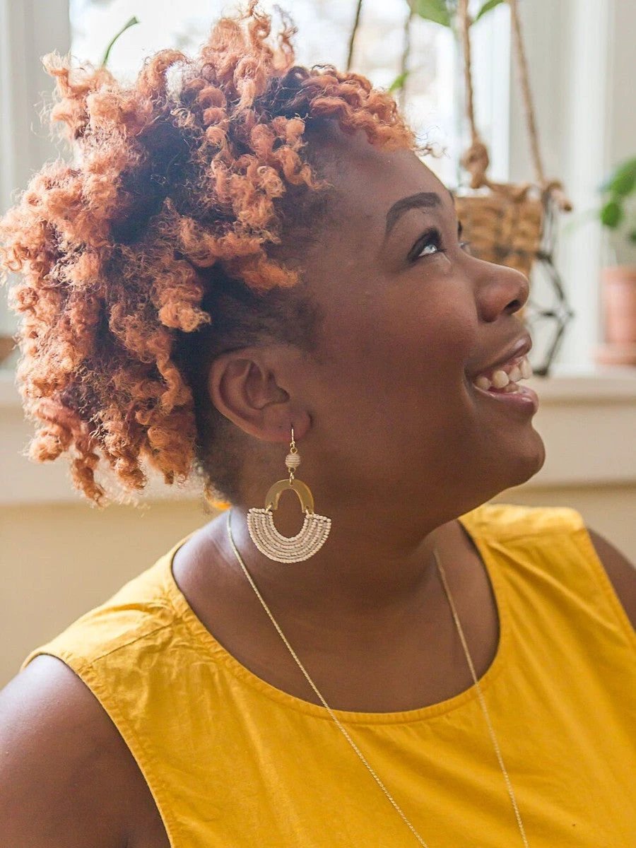 Desert Storm Beaded Horn Earrings by Fair Anita
