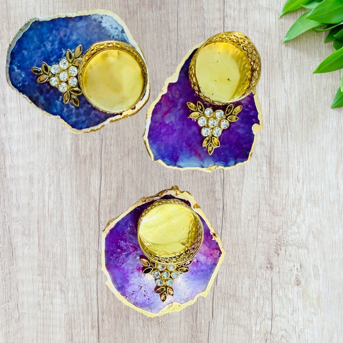 Designer Agate T Light Holder - Housewarming/Host Gift /Diwali Giff La Vie Bien Designer Agate T Light Holder - Housewarming/Host Gift /Diwali Giff