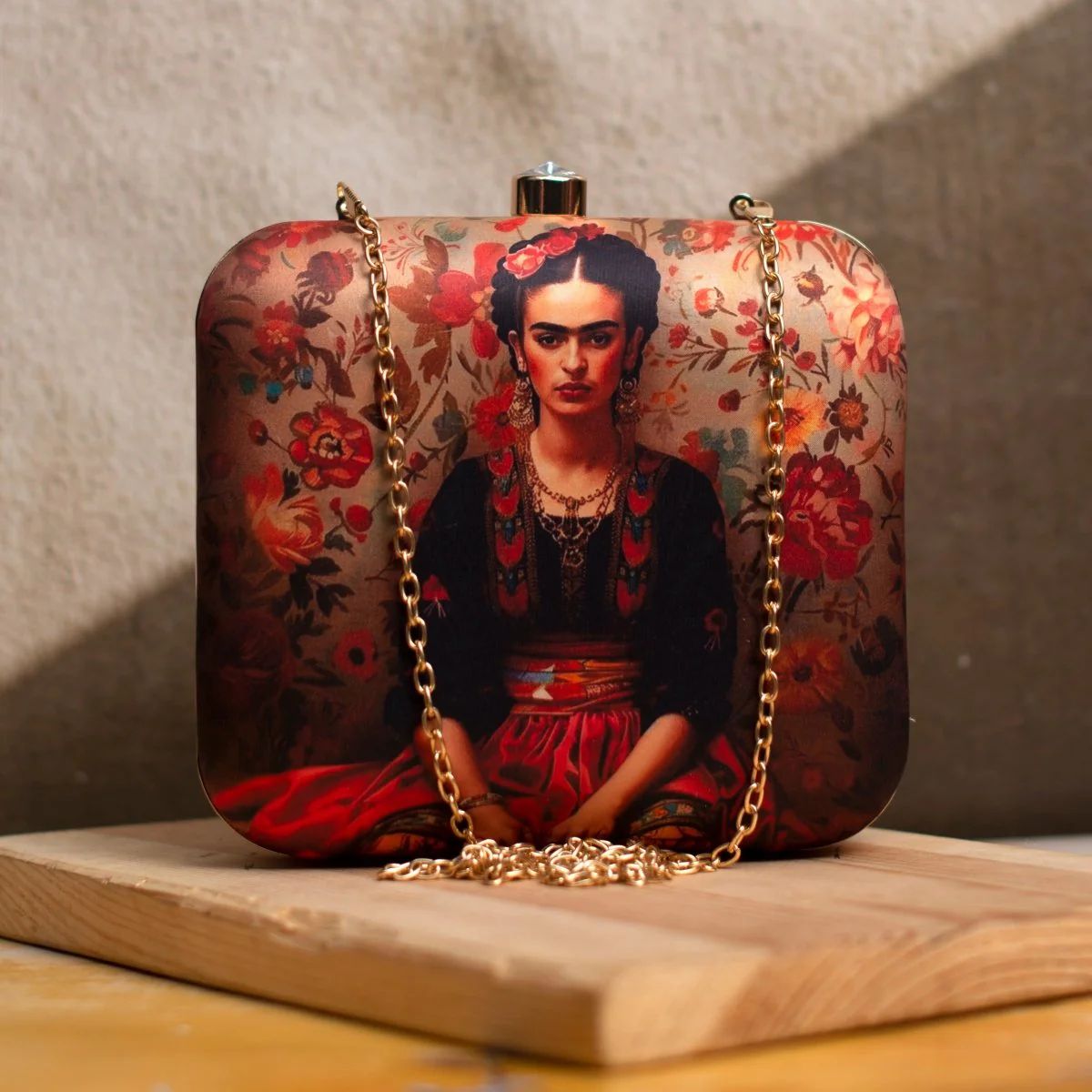 Designer Clutch with Floral Design & Women Portrait Clutch La Vie Bien Designer Clutch with Floral Design & Women Portrait