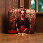 Designer Clutch with Floral Design & Women Portrait Clutch La Vie Bien Designer Clutch with Floral Design & Women Portrait