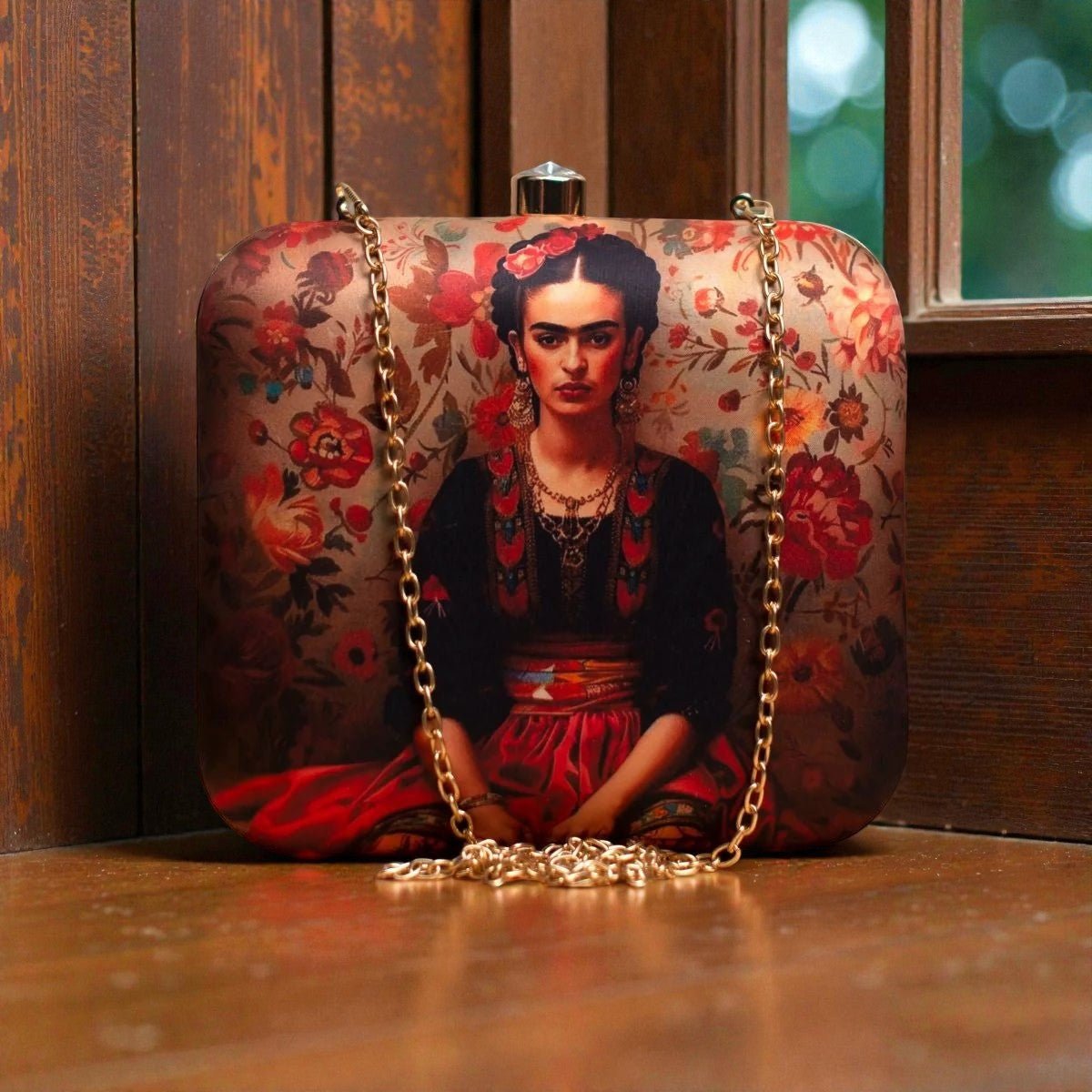 Designer Clutch with Floral Design & Women Portrait Clutch La Vie Bien Designer Clutch with Floral Design & Women Portrait