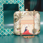 Designer Clutch with Women in Traditional Attire Sitting in a Domed Pavilion Clutch La Vie Bien Designer Clutch with Women in Traditional Attire Sitting in a Domed Pavilion