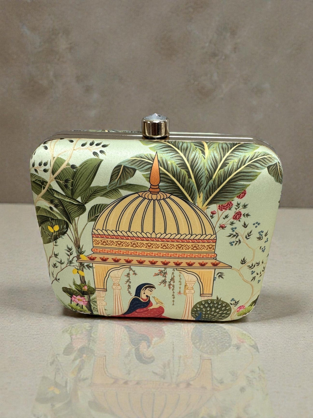 Designer Clutch with Women in Traditional Attire Sitting in a Domed Pavilion Clutch La Vie Bien Designer Clutch with Women in Traditional Attire Sitting in a Domed Pavilion