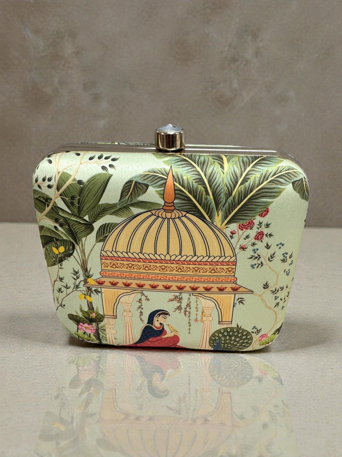 Designer Clutch with Women in Traditional Attire Sitting in a Domed Pavilion Clutch La Vie Bien Designer Clutch with Women in Traditional Attire Sitting in a Domed Pavilion