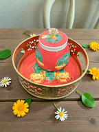Designer Floral Print Tray Set with Matching Jar La Vie Bien Designer Floral Print Tray Set with Matching Jar