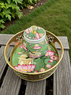 Designer Floral Print Tray Set with Matching Jar La Vie Bien Designer Floral Print Tray Set with Matching Jar