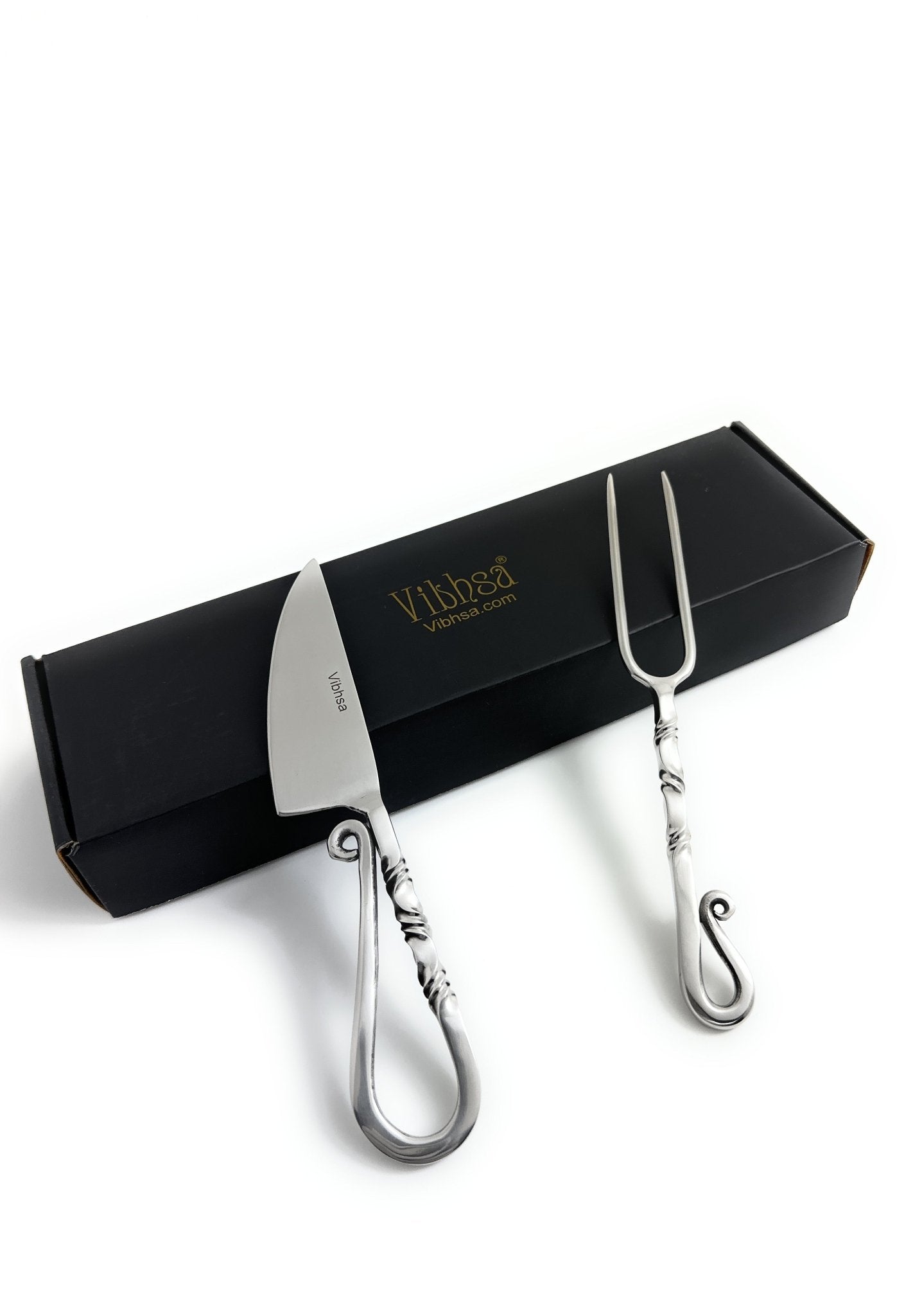 Designer Stainless Steel Carving Knife & Fork Set of 2 Dining Decor La Vie Bien Designer Stainless Steel Carving Knife & Fork Set of 2