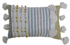 Designer Striped Pillow with Large Poms and Tassels 14"x20" Throw Pillow La Vie Bien Designer Striped Pillow with Large Poms and Tassels 14"x20"