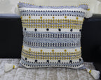 Designer Striped Pillow with Mini Poms and Tassels 20"x20" Home Furnishings La Vie Bien Designer Striped Pillow with Mini Poms and Tassels 20"x20"