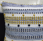 Designer Striped Pillow with Mini Poms and Tassels 20"x20" Home Furnishings La Vie Bien Designer Striped Pillow with Mini Poms and Tassels 20"x20"