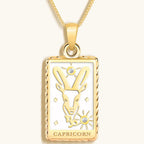 Determined Spirit - White Enamel Capricorn Card Necklace by Karma and Luck