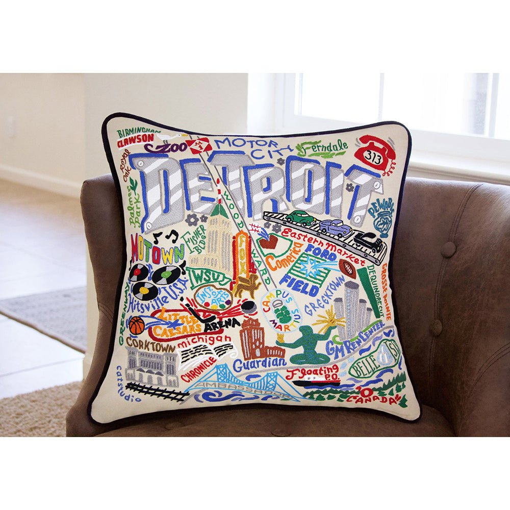 Detroit Hand - Embroidered Pillow by Cat Studio Pillows La Vie Bien Detroit Hand - Embroidered Pillow by Cat Studio