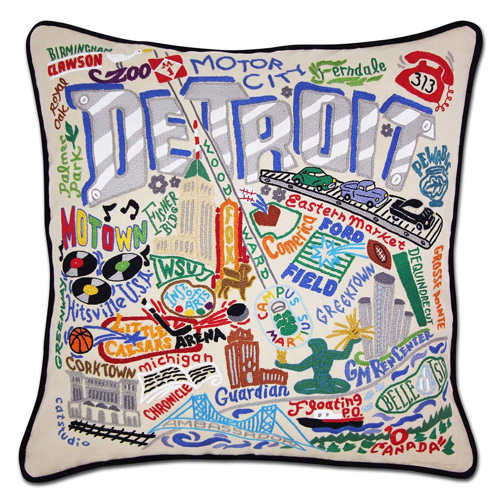 Detroit Hand - Embroidered Pillow by Cat Studio Pillows La Vie Bien Detroit Hand - Embroidered Pillow by Cat Studio