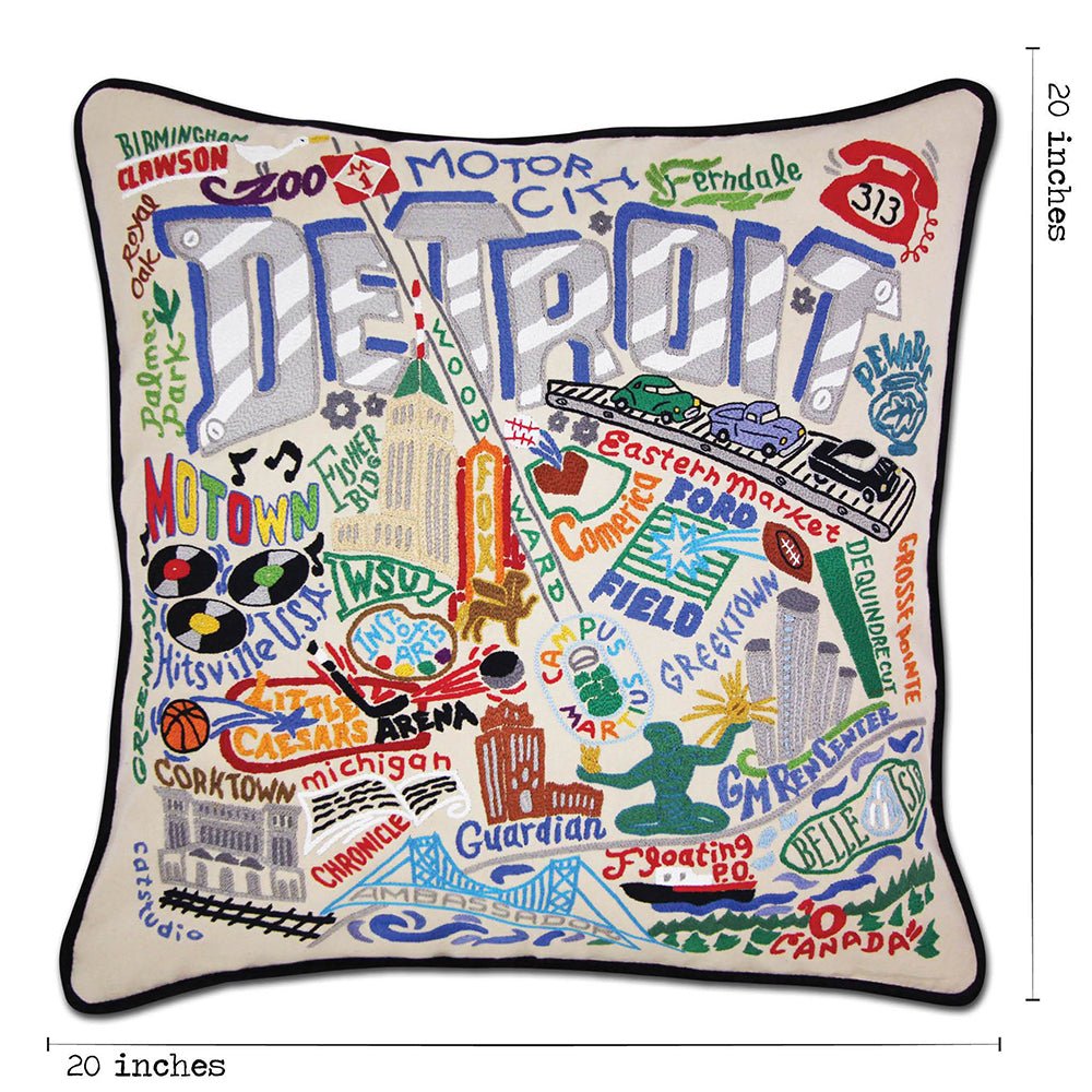 Detroit Hand - Embroidered Pillow by Cat Studio Pillows La Vie Bien Detroit Hand - Embroidered Pillow by Cat Studio