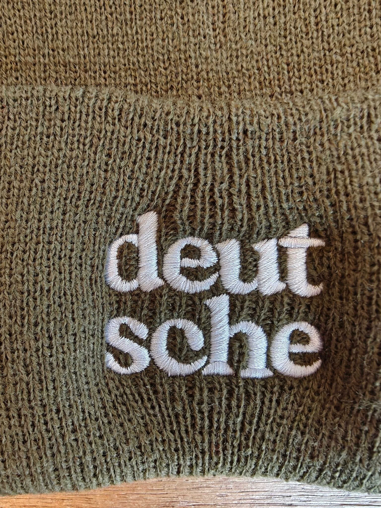 Deutsche german embroidered Cuffed Beanie for cold weather Hats La Vie Bien Deutsche german embroidered Cuffed Beanie for cold weather