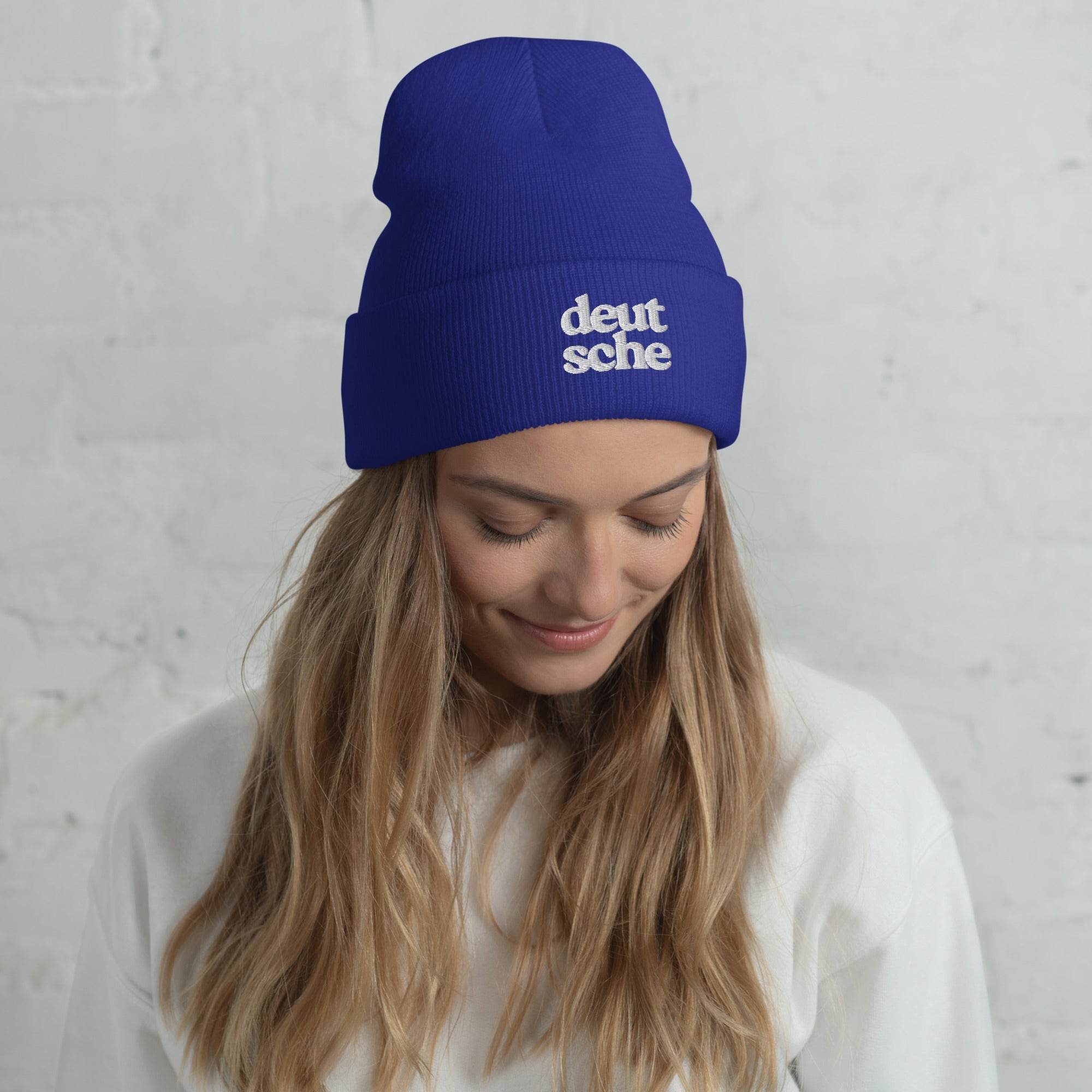 Deutsche german embroidered Cuffed Beanie by La Vie Bien