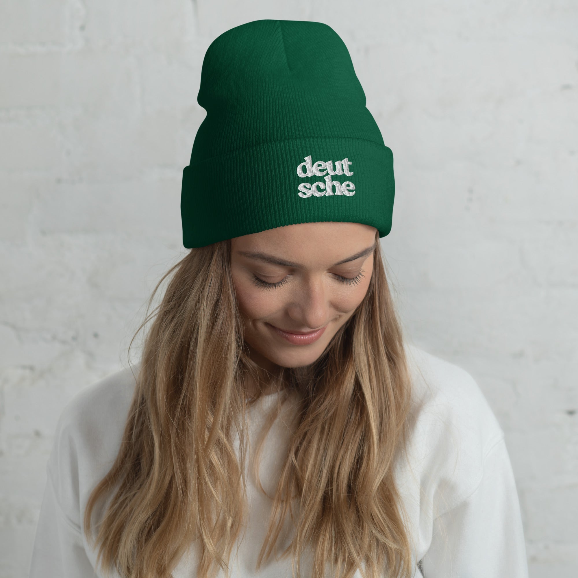 Deutsche german embroidered Cuffed Beanie by La Vie Bien
