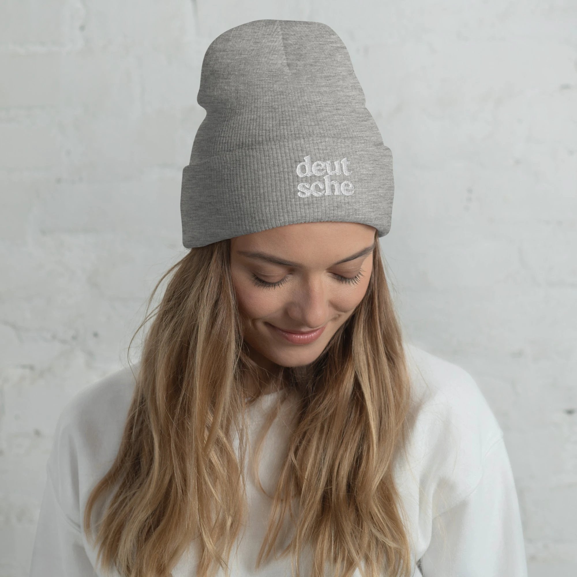 Deutsche german embroidered Cuffed Beanie by La Vie Bien