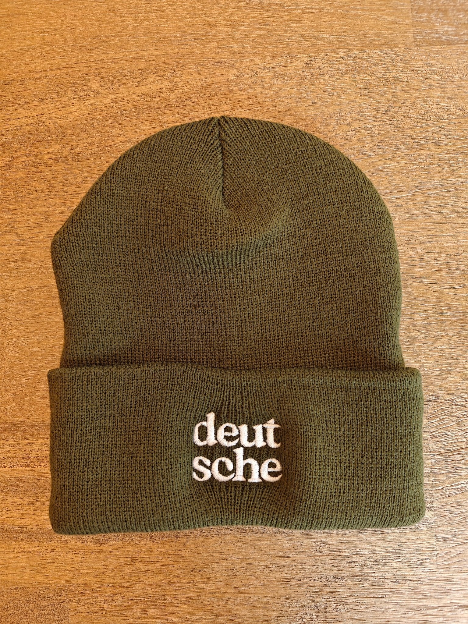 Deutsche german embroidered Cuffed Beanie for cold weather Hats La Vie Bien Deutsche german embroidered Cuffed Beanie for cold weather