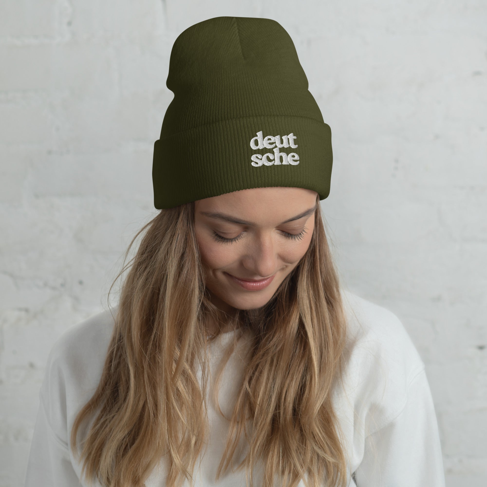 Deutsche german embroidered Cuffed Beanie by La Vie Bien
