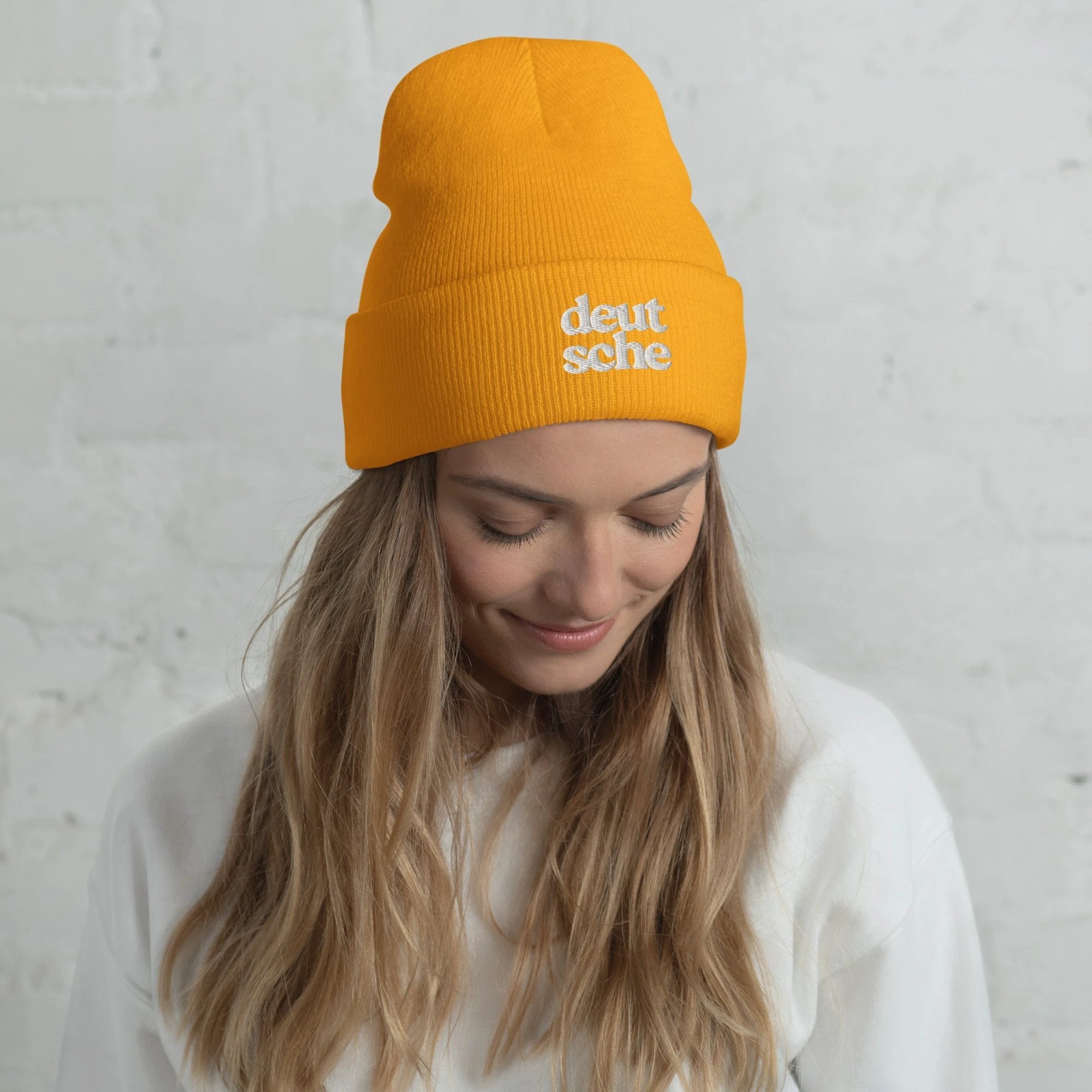 Deutsche german embroidered Cuffed Beanie by La Vie Bien