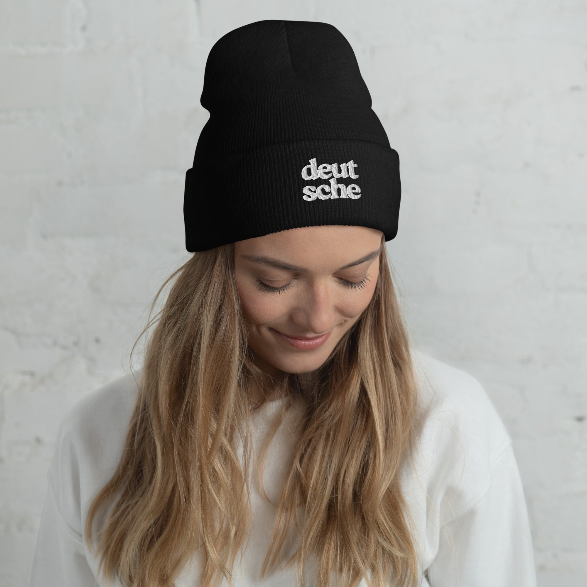 Deutsche german embroidered Cuffed Beanie by La Vie Bien