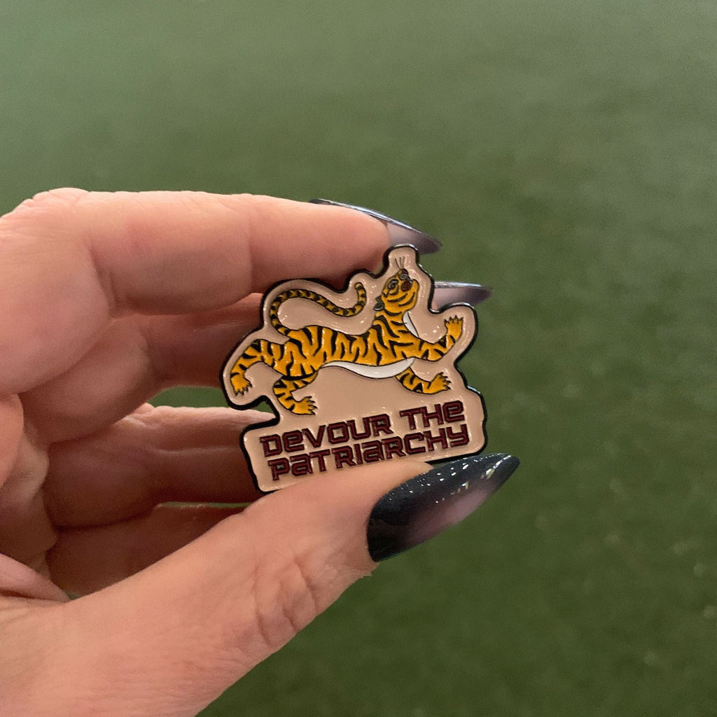 Devour the Patriarchy Feminist Tiger Enamel Pin, Lapel Pin Brooches & Lapel Pins La Vie Bien Devour the Patriarchy Feminist Tiger Enamel Pin, Lapel Pin